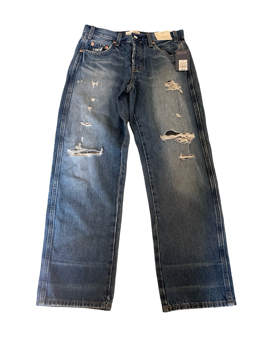 Women's Mid-Rise Boyfriend Jeans Universal Thread Vintage Medium Destroy size 2 - Picture 4 of 8